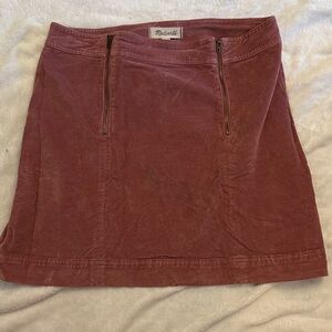 Madewell Dusty Rose Velvet Mini Skirt with Front Zips Sailor Style